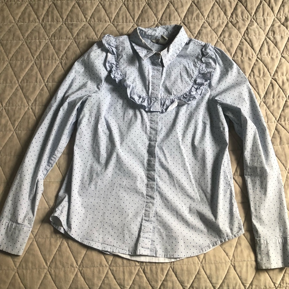 H&M Polka Dot Ruffle Button-Down
